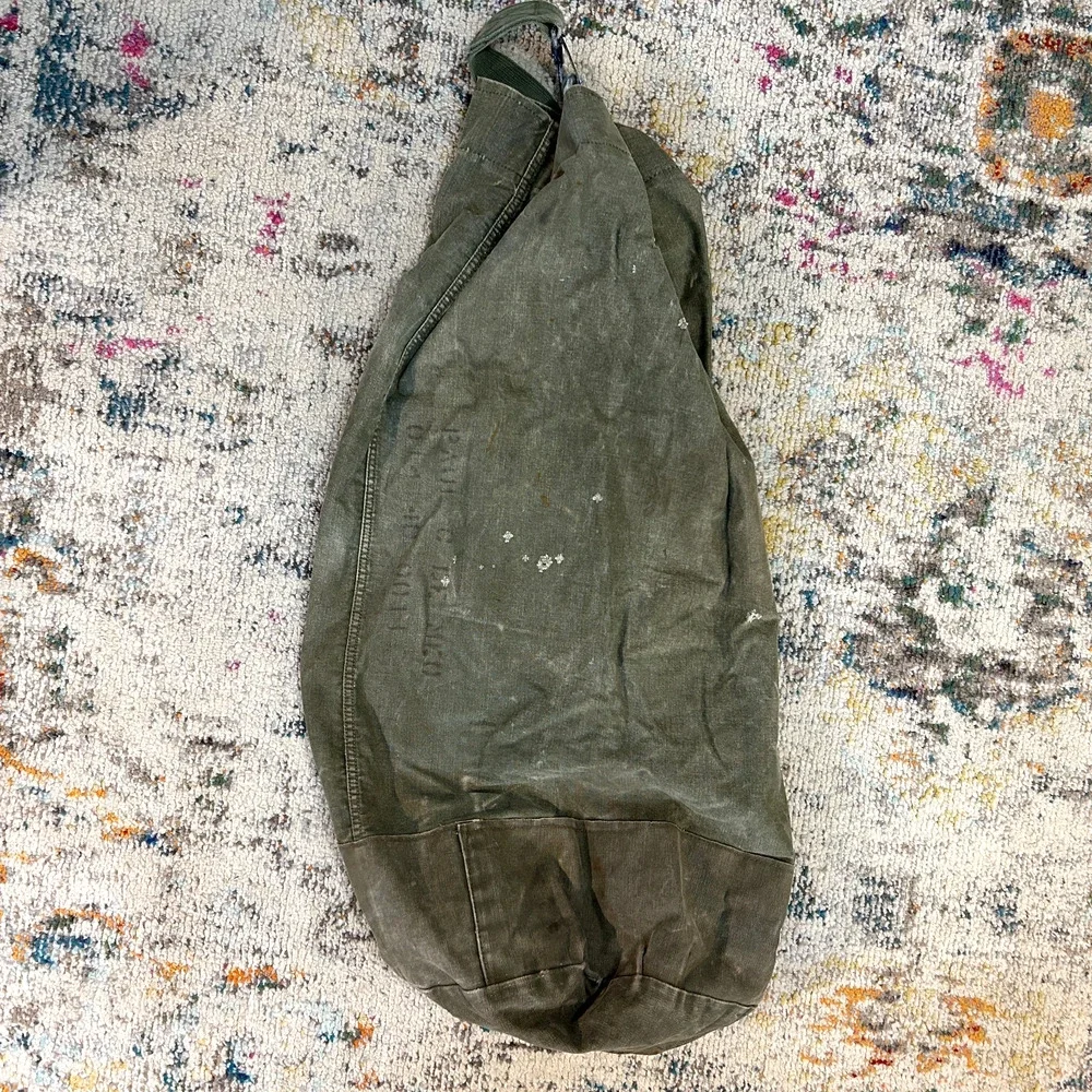 Vintage US Military Canvas Duffel Sea Bag Olive Drab Army Green USGI Gear